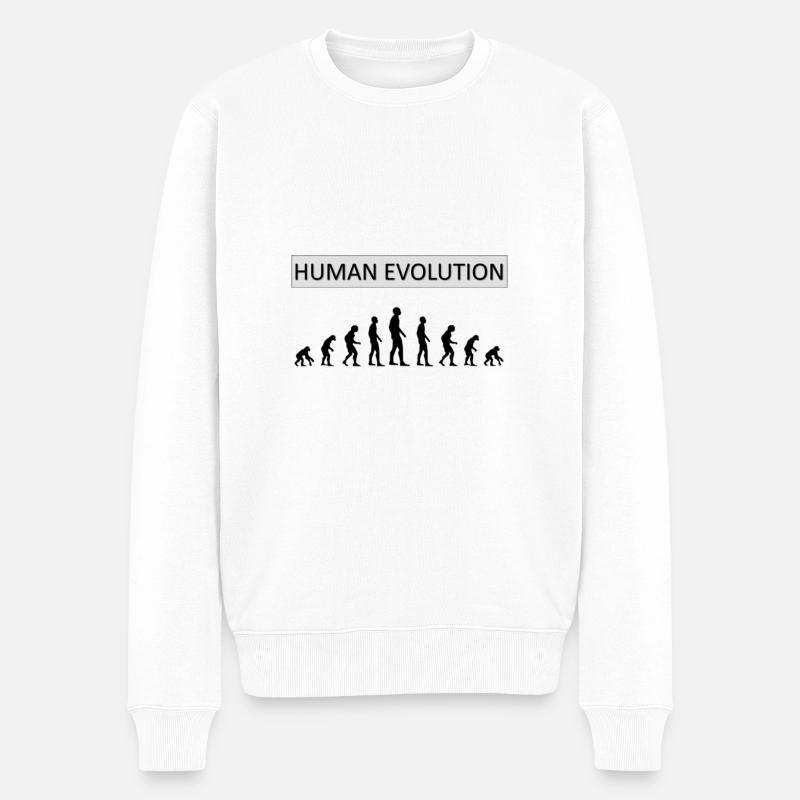 Human Evolution Lustiges Design - Männer Premium Bio Pullover - Weiß