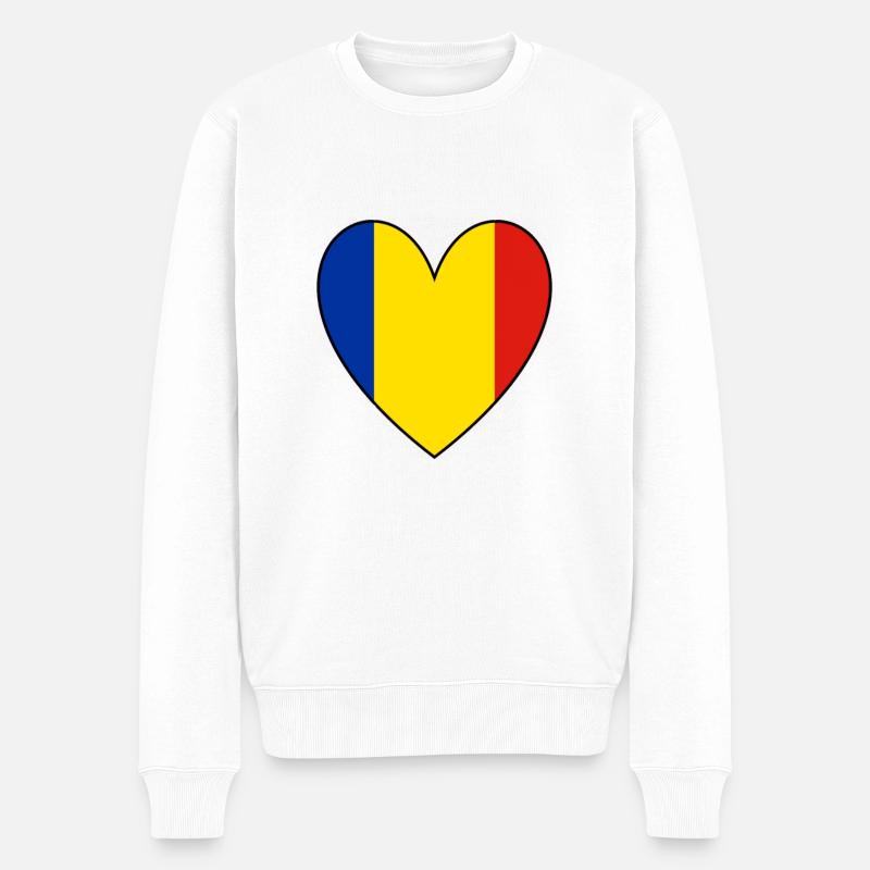 Rumänien Bukarest Herz - Männer Premium Bio Pullover - Weiß