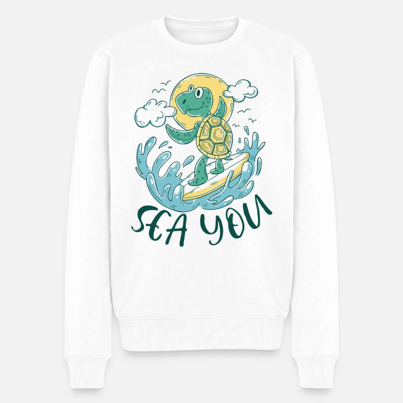 Surfen - Sea you - Männer Premium Bio Pullover - Weiß