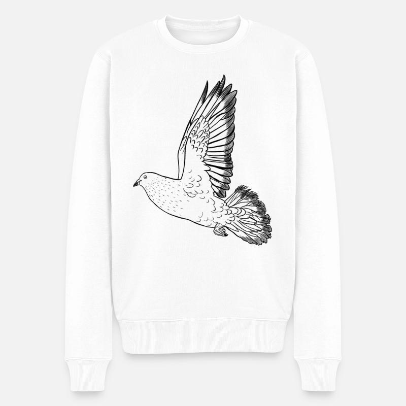 Friedenstaube Zeichnung Monoline - Männer Premium Bio Pullover - Weiß