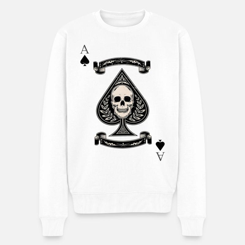 Pik As - Männer Premium Bio Pullover - Weiß