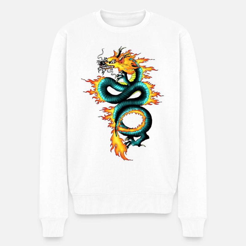 Dragon - Long - Pull Premium bio Homme - blanc