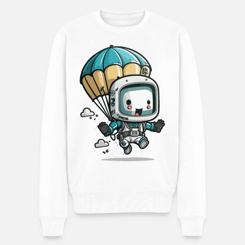 Fallschirmsprung-Bot - Männer Premium Bio Pullover - Weiß