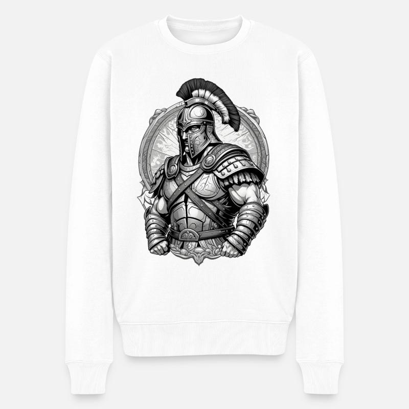 Gladiator Grafik - Männer Premium Bio Pullover - Weiß