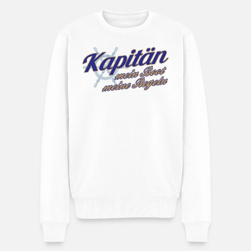 Kapitän mein Boot meine Regeln - Männer Premium Bio Pullover - Weiß