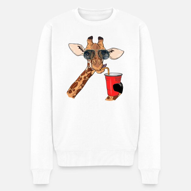 Coupe rouge girafe - Pull Premium bio Homme - blanc