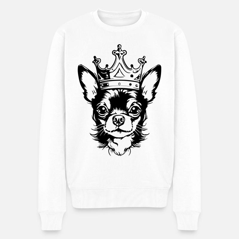 Chihuahua Crown Dog - Pull Premium bio Homme - blanc
