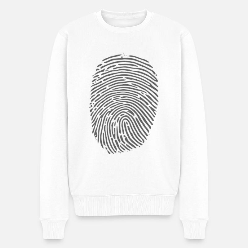 Fingerprint (Dark) - Männer Premium Bio Pullover - Weiß