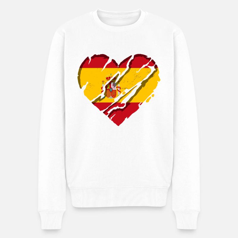 Espagne Drapeau Coeur Espagnol Drapeau Espagnol Utilisé Look - Pull Premium bio Homme - blanc