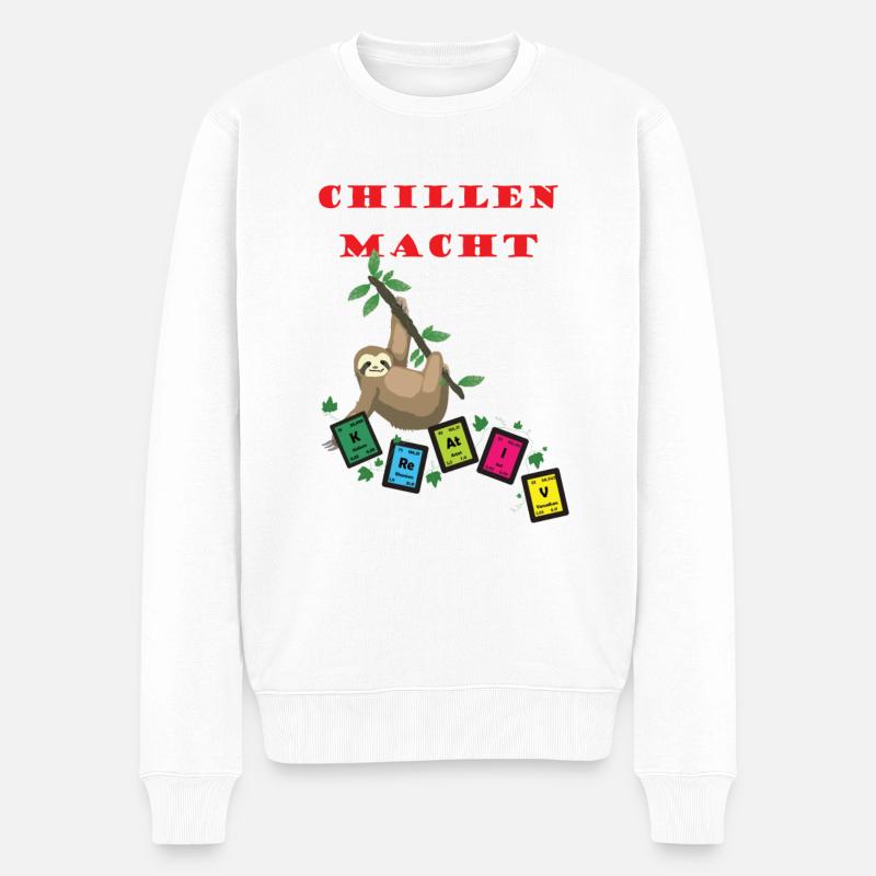 Chillen macht krativ - Männer Premium Bio Pullover - Weiß