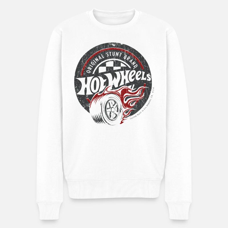 Hot Wheels Vintage Oryginalna marka kaskaderska - Ekologiczna męska bluza Premium - biały