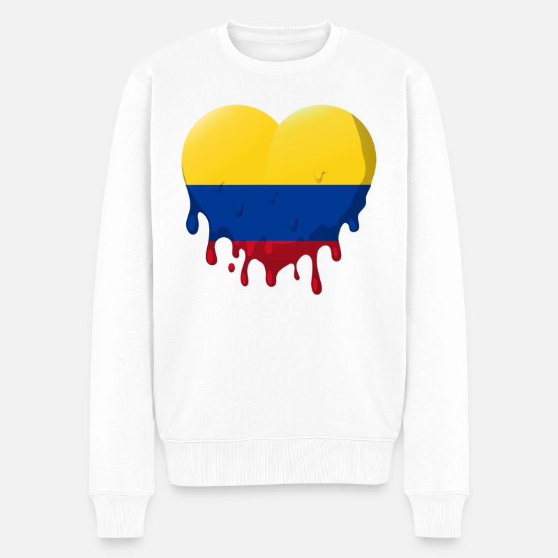Drapeau Colombie Cœur Drapeau colombien - Pull Premium bio Homme - blanc