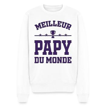 Meilleur Papy du Monde Papy Fête des Grands Pères - Pull Premium bio Homme - blanc - Devant - Thijin (182cm)
