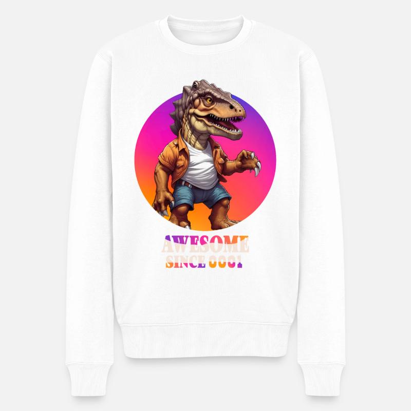 Dinosaurier - Männer Premium Bio Pullover - Weiß