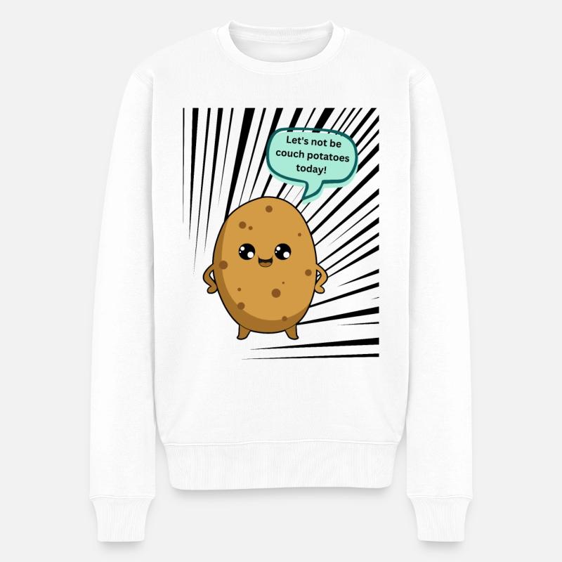 Potato - Let's not be couch potatoes today! - Männer Premium Bio Pullover - Weiß