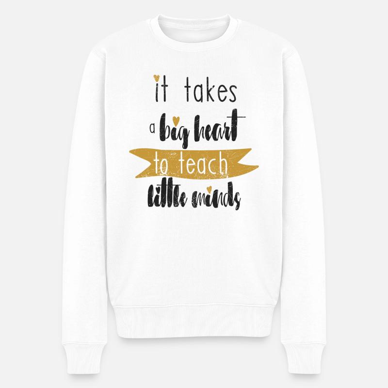 LEHRER LEHRERIN GROßES HERZ GEISTE SPRUCH GESCHENK - Männer Premium Bio Pullover - Weiß