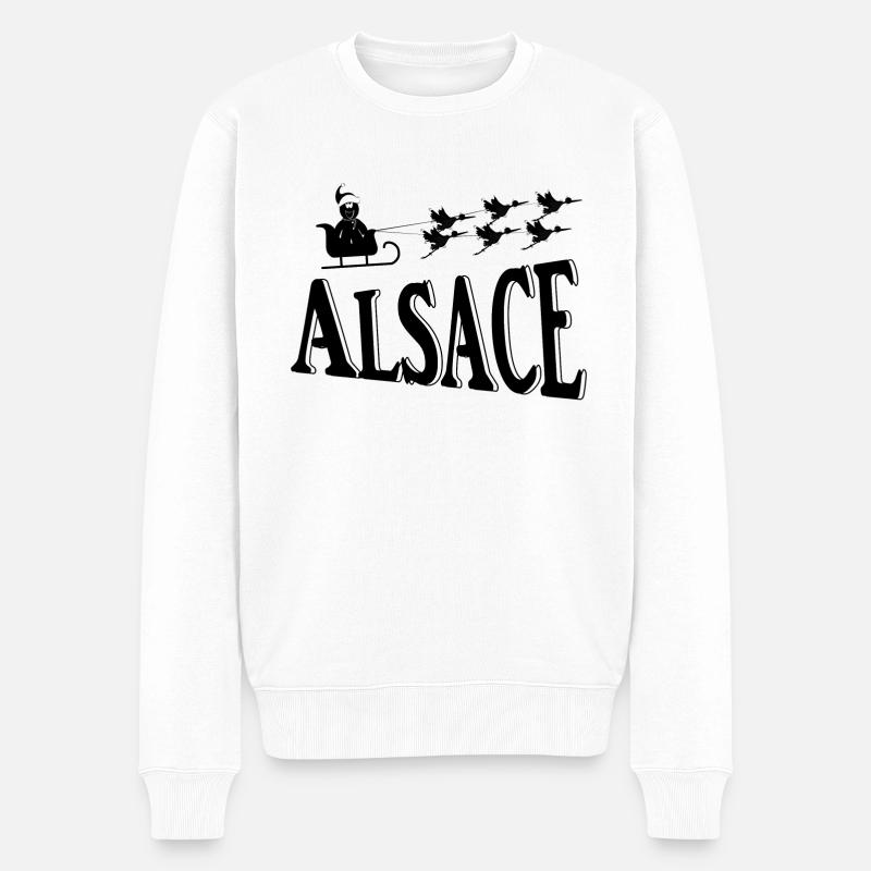 Alsace Cigognes de Noël - Pull Premium bio Homme - blanc