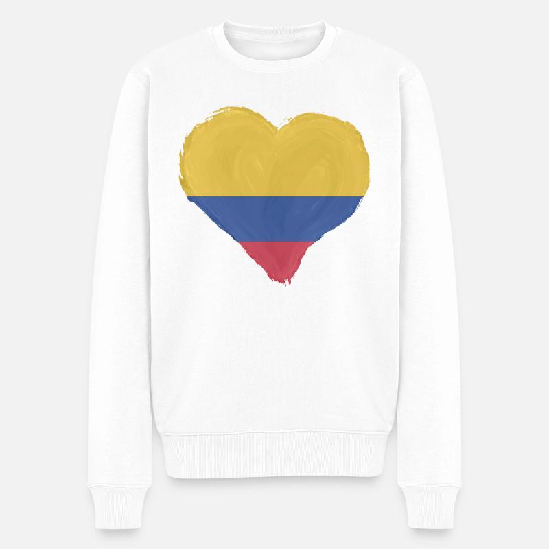 Drapeau Colombie coeur Drapeau colombien - Pull Premium bio Homme - blanc
