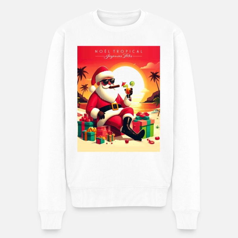 Tropischer Weihnachtsmann. - Männer Premium Bio Pullover - Weiß