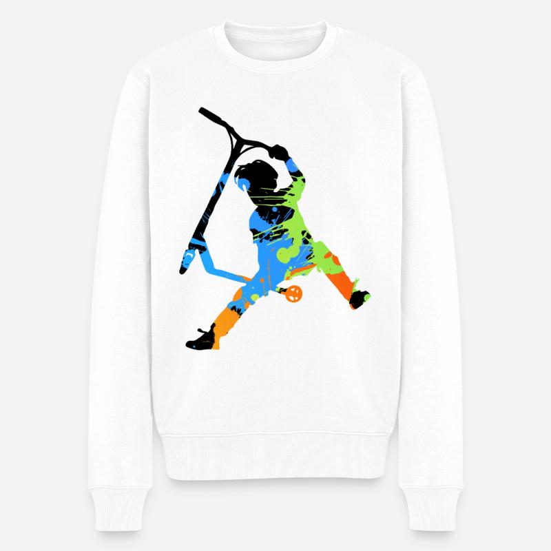 Freestyle-Roller - Männer Premium Bio Pullover - Weiß