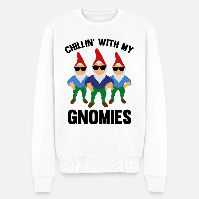 Chillin' With My Gnomies - Männer Premium Bio Pullover - Weiß