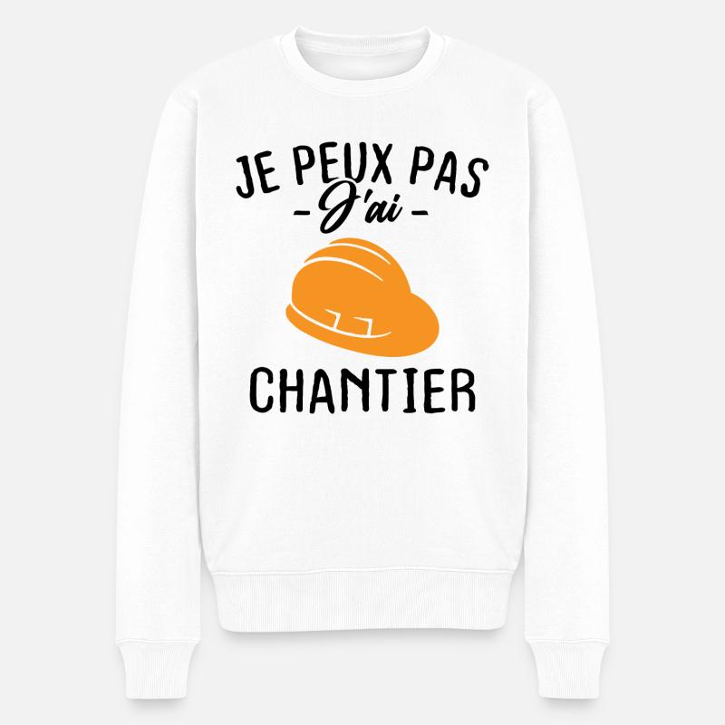 Je peux pas j'ai chantier - Pull Premium bio Homme - blanc