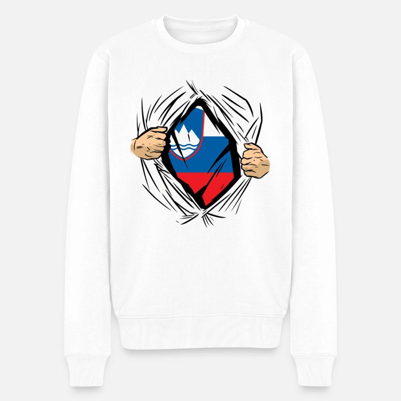 Slowenien Flagge Balkan Slowenische Fahne Vintage - Männer Premium Bio Pullover - Weiß