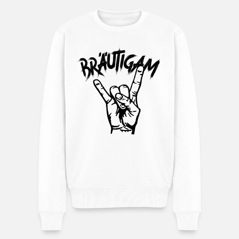 JGA Bräutigam - Junggesellenabschied Rock Metal - Männer Premium Bio Pullover - Weiß