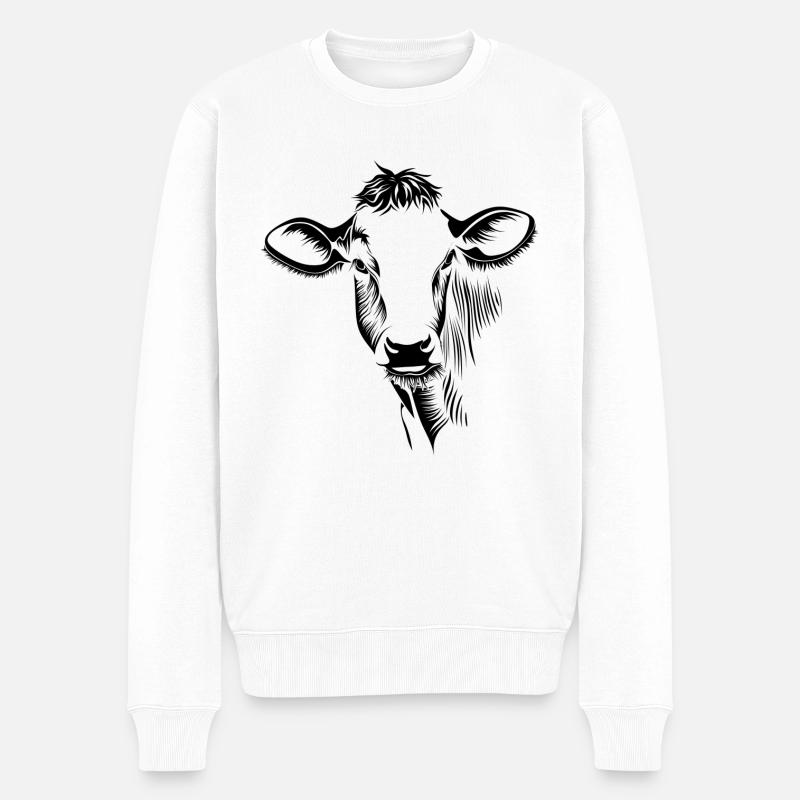Kuhkopf - Männer Premium Bio Pullover - Weiß