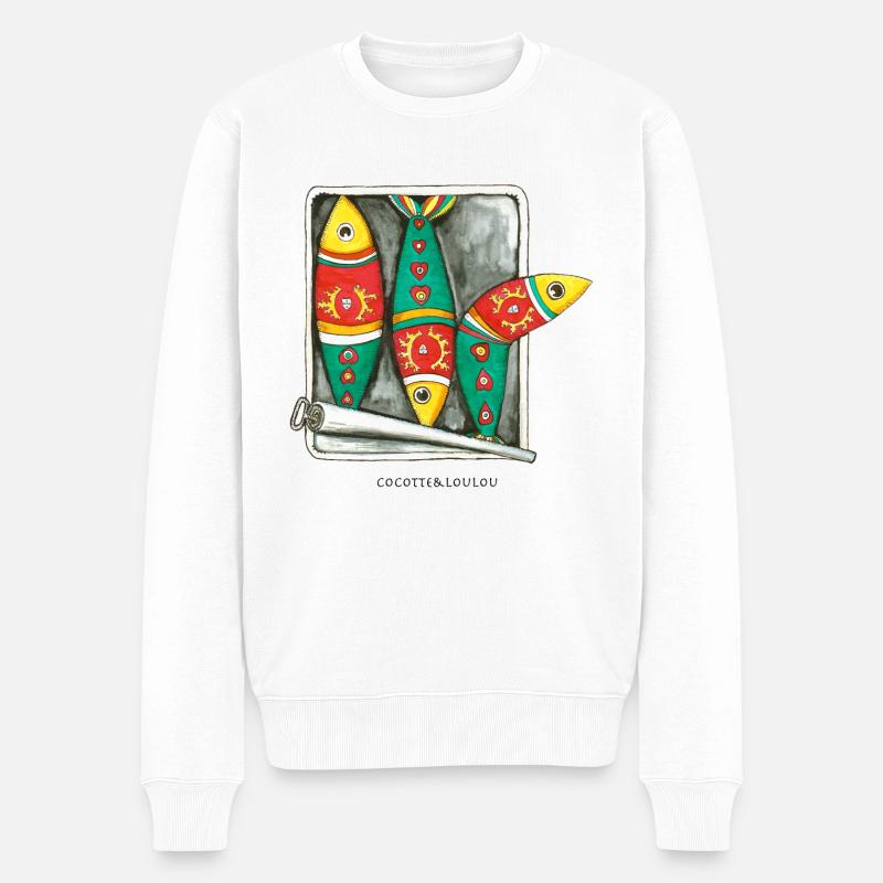 Die Sardinen - Männer Premium Bio Pullover - Weiß