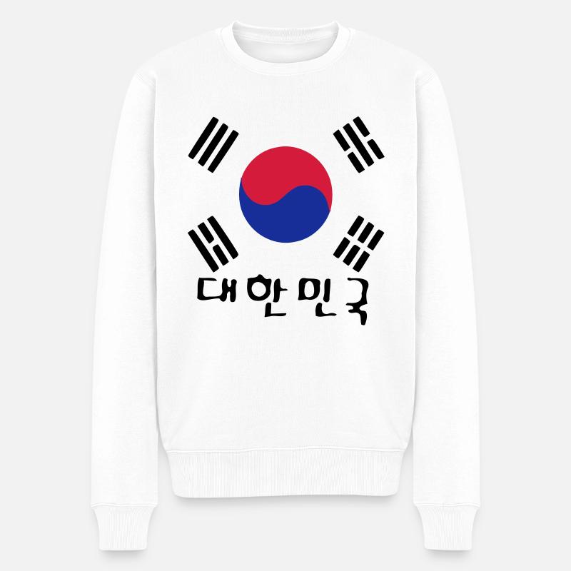 Südkorea Flagge & Korean txt - Männer Premium Bio Pullover - Weiß