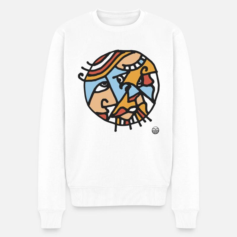 CERCLE CIEL ORANGE - Pull Premium bio Homme - blanc