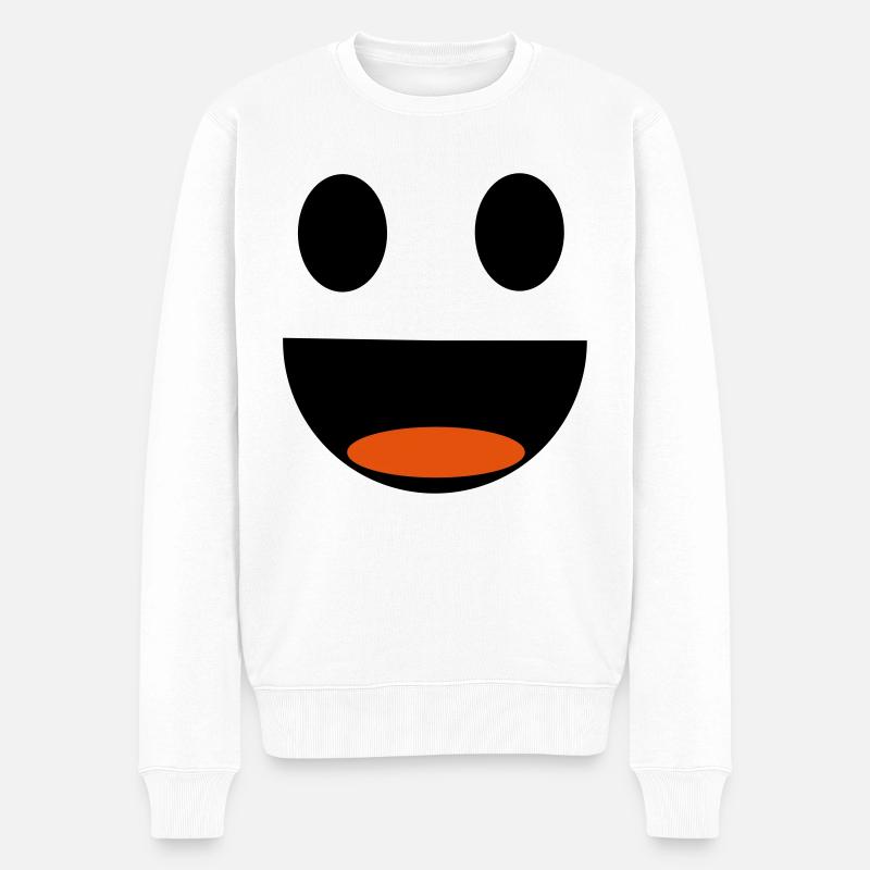 lustiges Gesicht - Männer Premium Bio Pullover - Weiß
