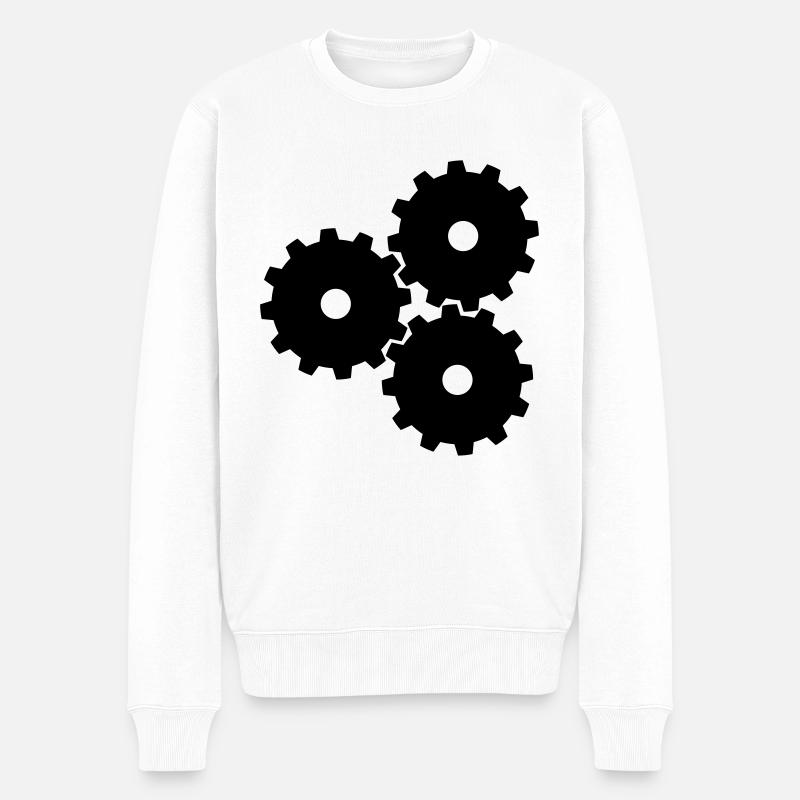 Gear Engrenage Icon - Pull Premium bio Homme - blanc