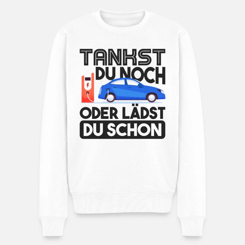 E-Auto Lustig - Männer Premium Bio Pullover - Weiß