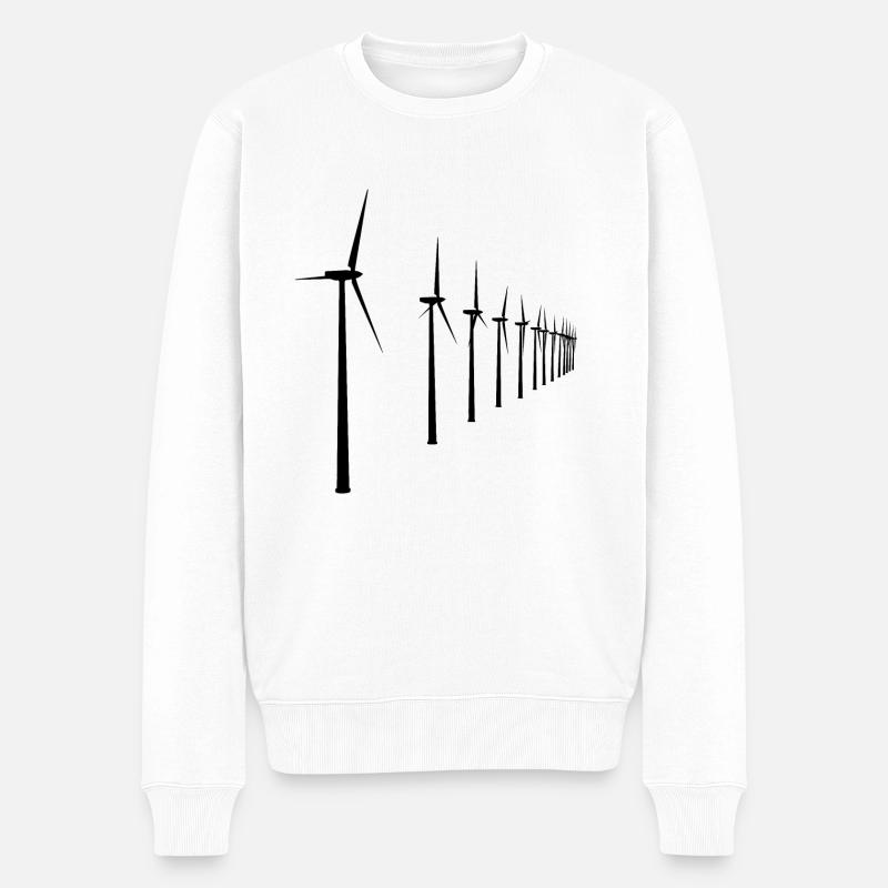 Silhouette noire avec éoliennes - Pull Premium bio Homme - blanc