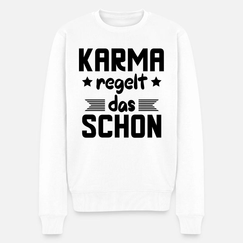 Karma regelt das schon - Männer Premium Bio Pullover - Weiß