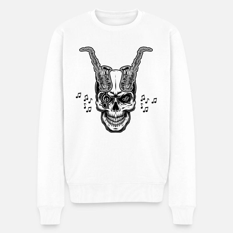 Saxophone Saxophoniste Jazz Music Saxophoniste - Pull Premium bio Homme - blanc