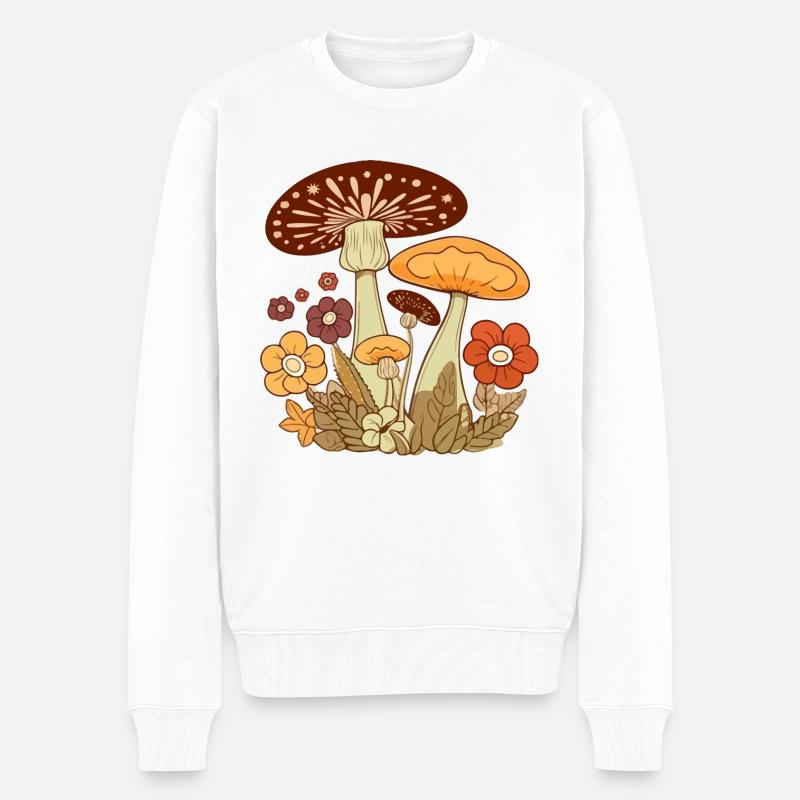 Champignons et fleurs 3 - Pull Premium bio Homme - blanc