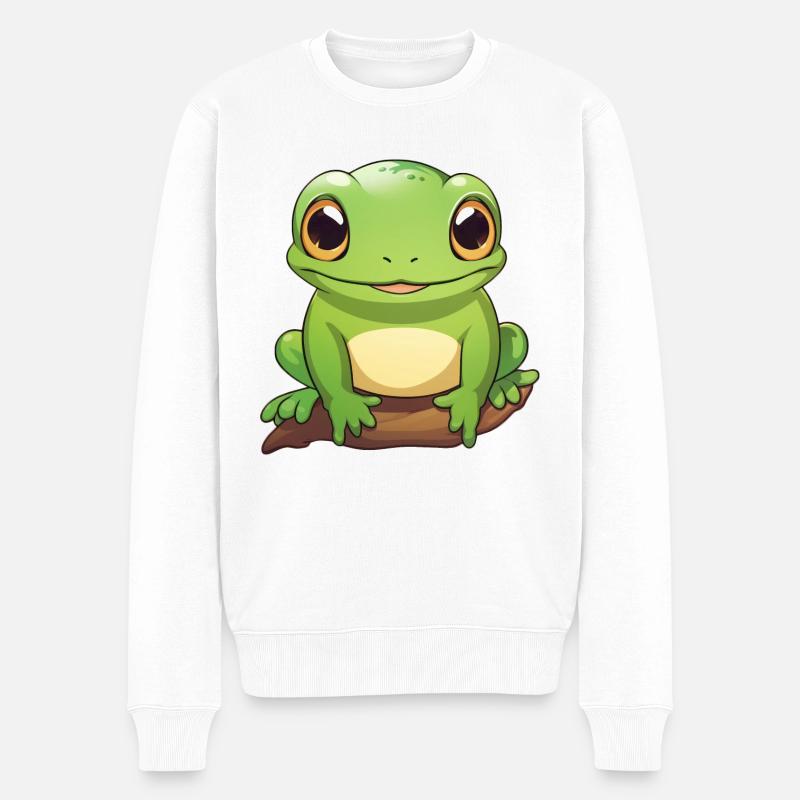 süßer kleiner Frosch - Männer Premium Bio Pullover - Weiß