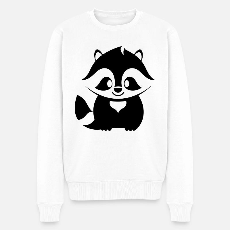 Waschbär - Männer Premium Bio Pullover - Weiß