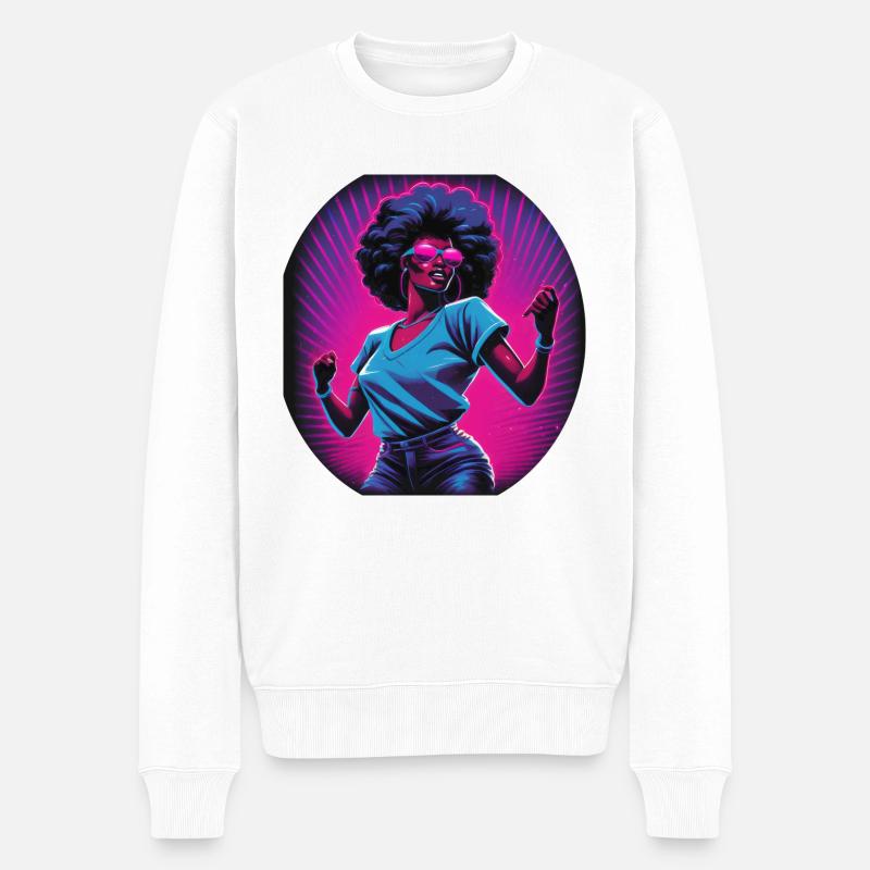 Feierndes Mädchen - Männer Premium Bio Pullover - Weiß