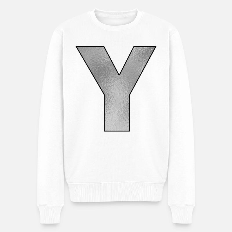 Lettre Y Argent - Pull Premium bio Homme - blanc