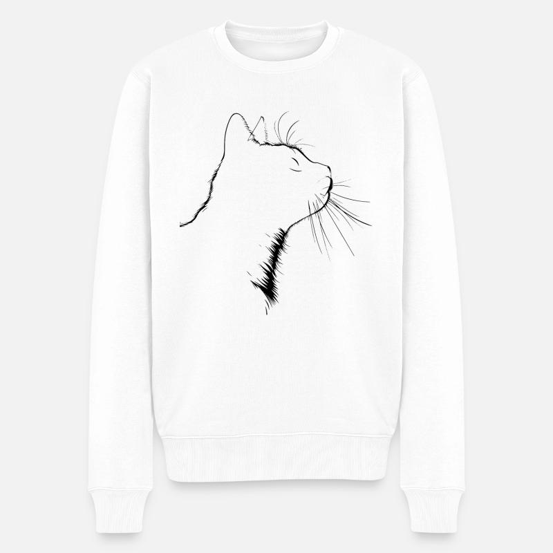 Chat, Motif De Chat - Pull Premium bio Homme - blanc