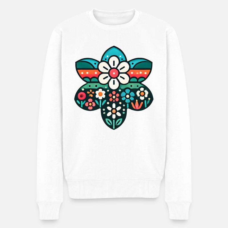 Blumenwiese - Männer Premium Bio Pullover - Weiß