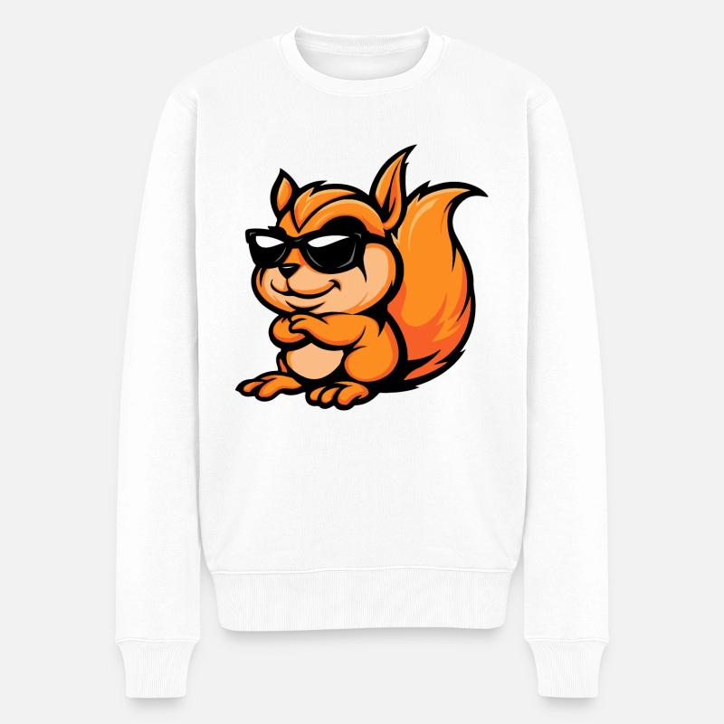 Écureuil Bande dessinée Cool - Pull Premium bio Homme - blanc