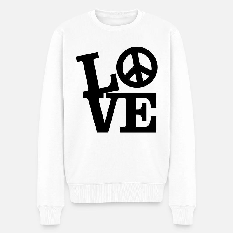 Amour - Paix - Pull Premium bio Homme - blanc