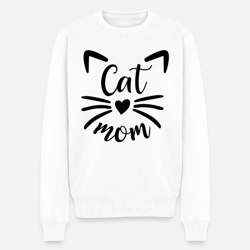 Cat mom - Männer Premium Bio Pullover - Weiß