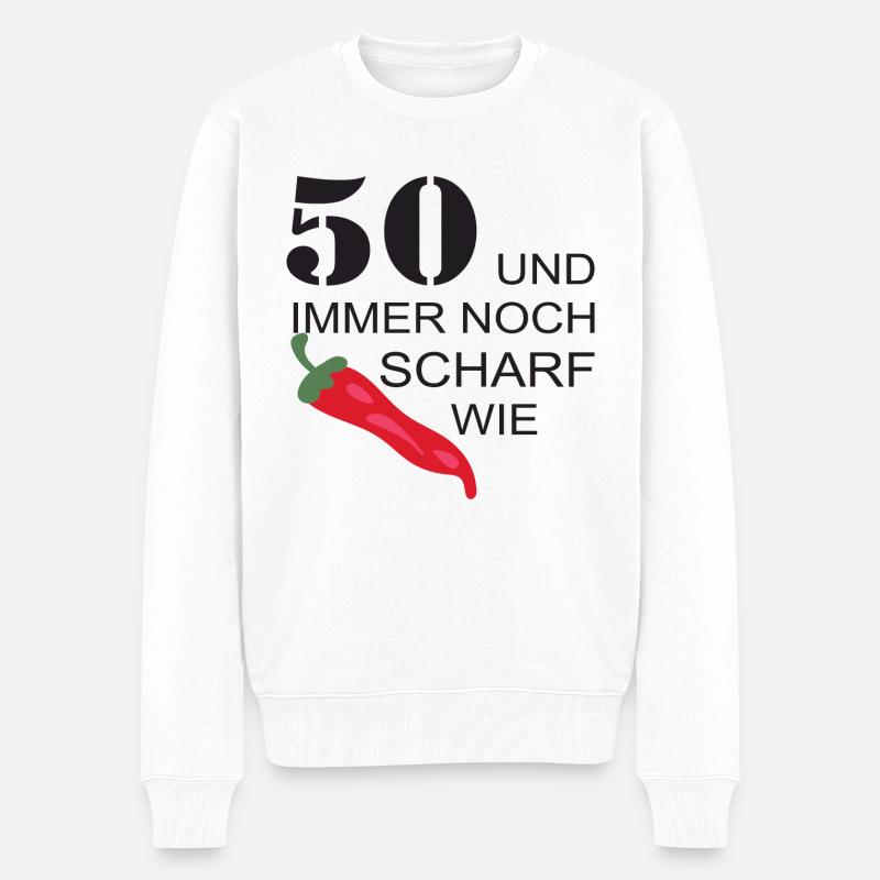 50 und scharf wie chili - Männer Premium Bio Pullover - Weiß