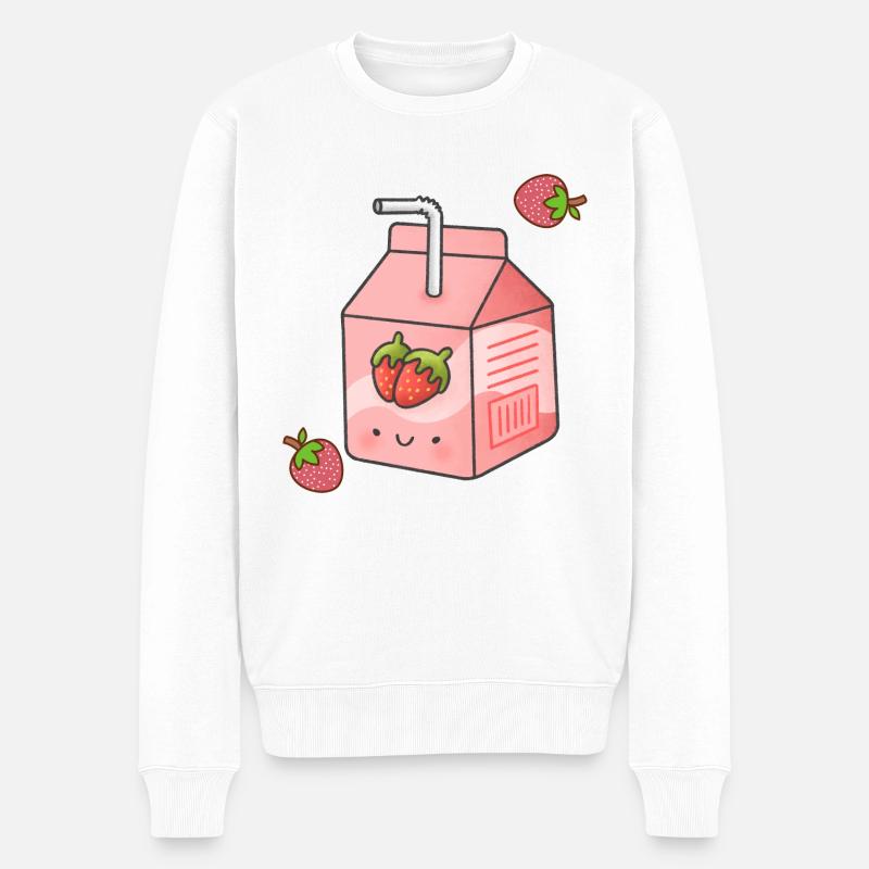strawberry milk - Männer Premium Bio Pullover - Weiß
